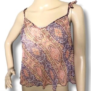 Victoria’s Secret Orange And Purple Sheer Printed V-Neck Cami - Size XS